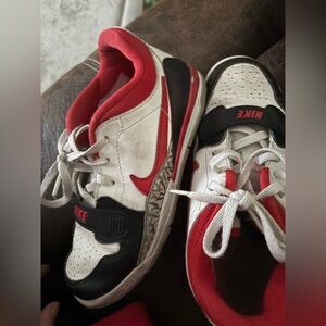 Nike Air Jordan Kids Red and White Sneakers size 2 legacy 312 low tops